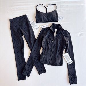 NWT Lululemon Polka Flock Bundle - Define Cropped Jacket, Align Pant, Flow Y Bra